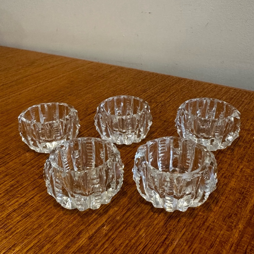 Set of 5 Antique Crystal Individual Salt Cellars